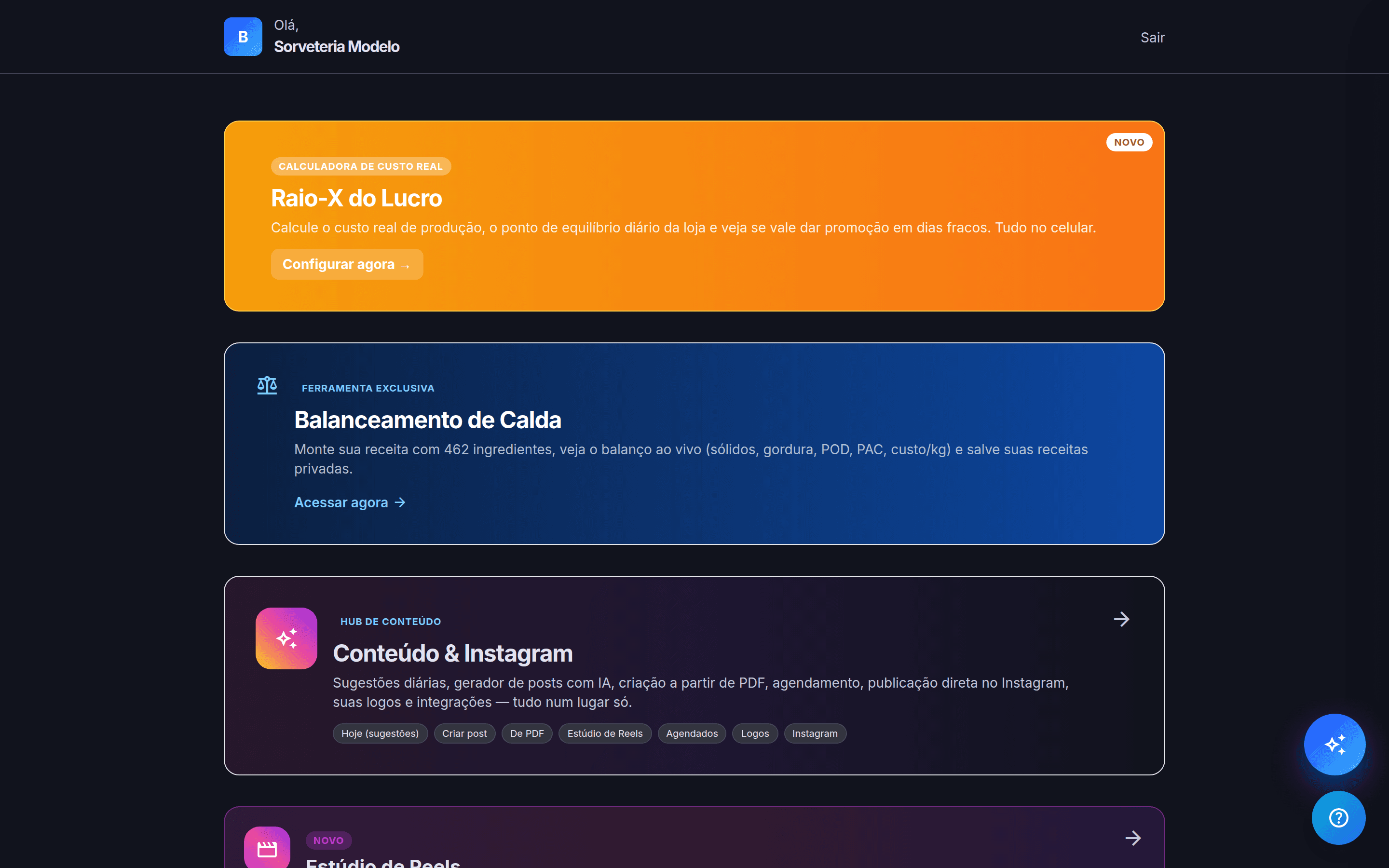 Tela real — Portal do Cliente